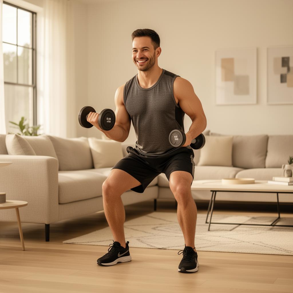 Man doing a home workout