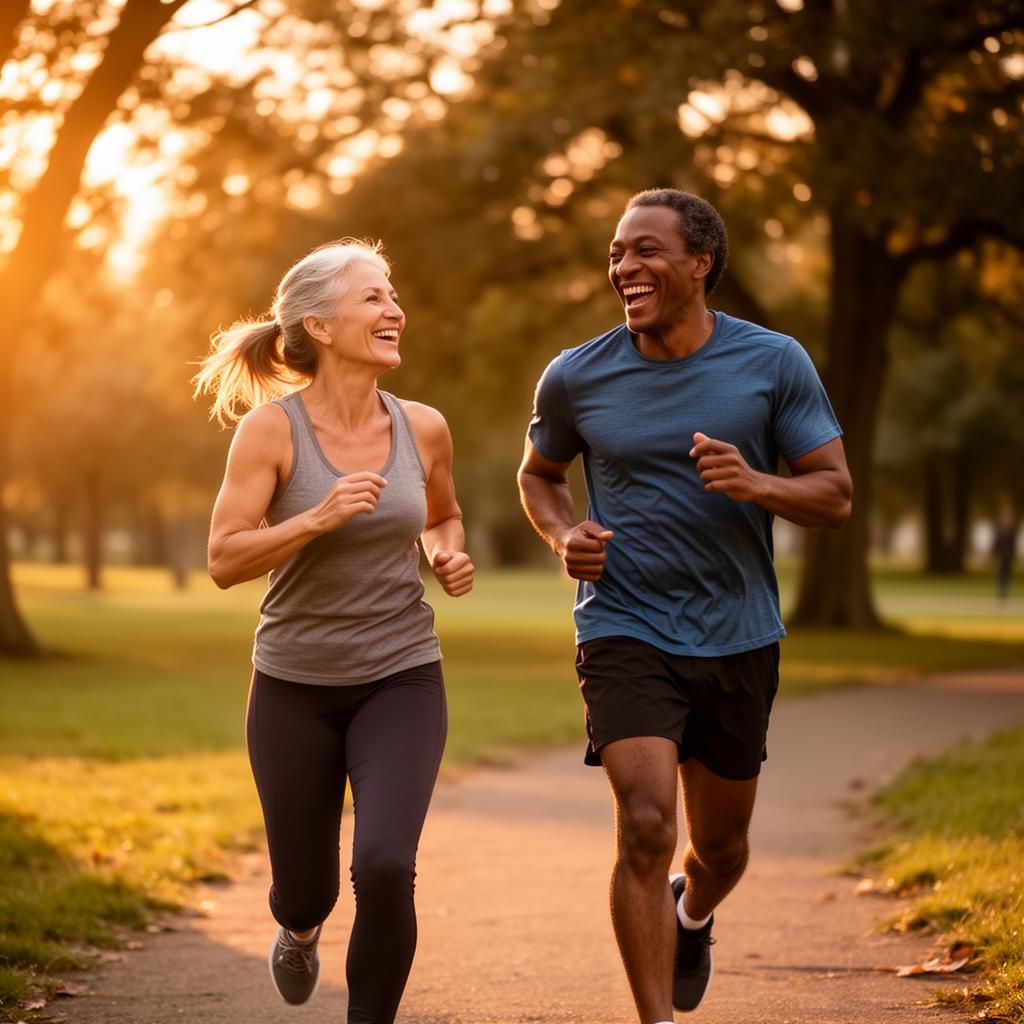 Couple jogging outdoors